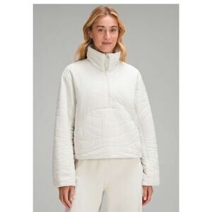Lululemon Womens 12 Ivory Quilted Dynamic Movement Primaloft 1/2 Zip Up